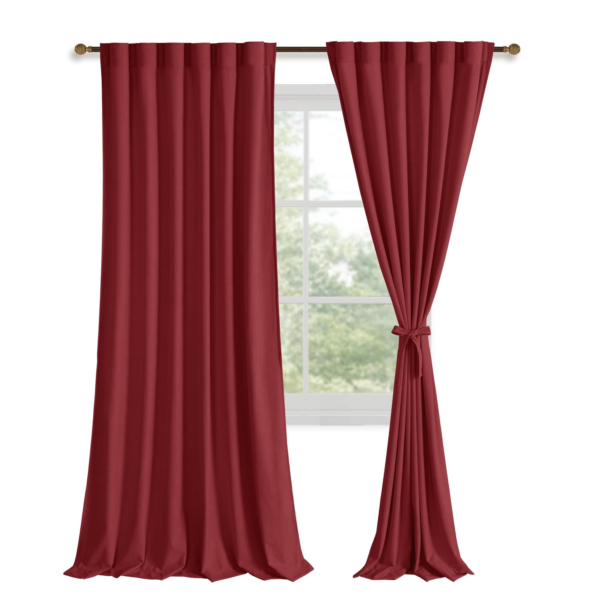 Pair of DWCN Velvet Curtains with rod pocket and back tab, 2 panels, in rich, soft velvet fabric for elegant window coverage.