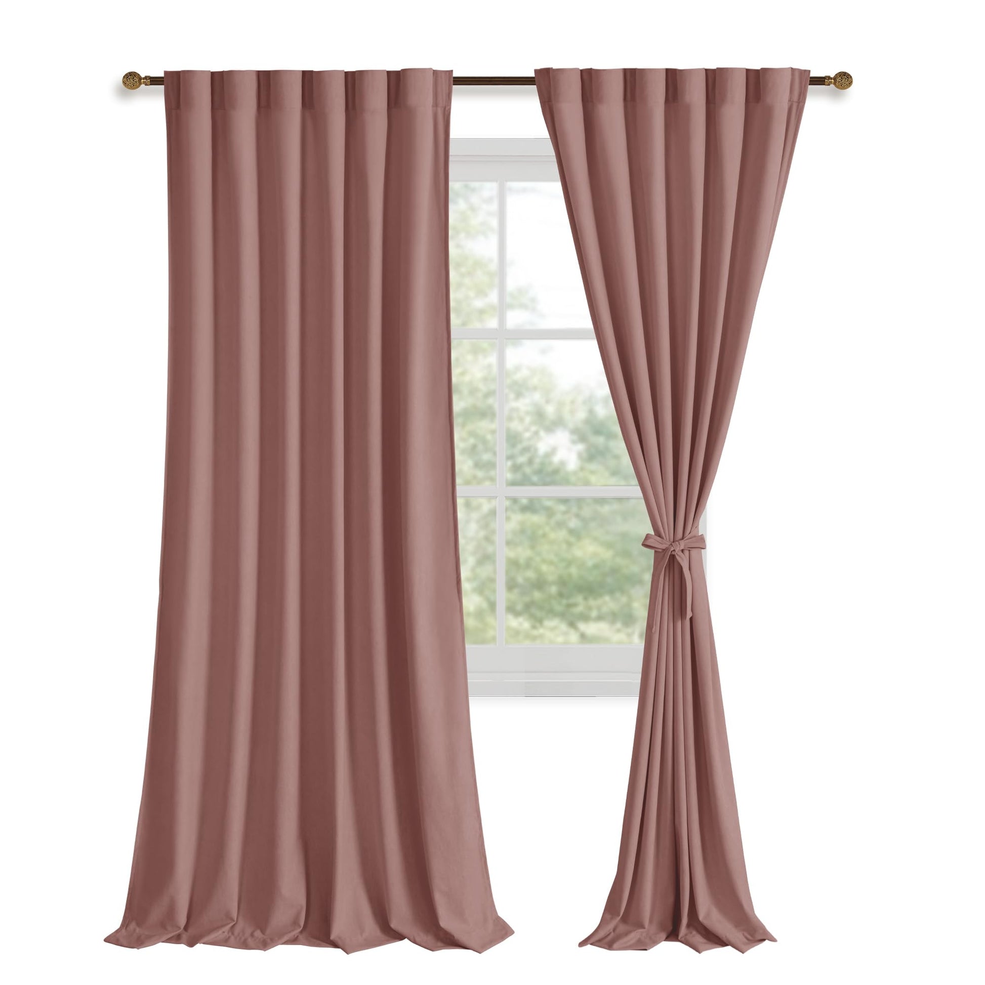 DWCN Velvet curtains with two panels, rod pocket and back tab, showcasing soft, luxurious fabric and elegant design.
