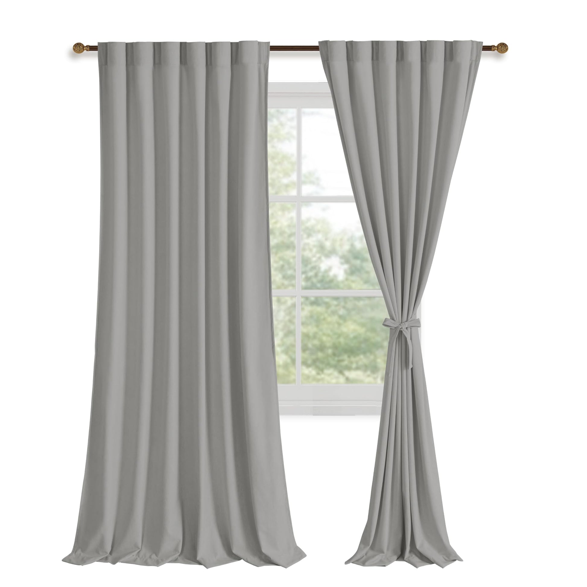DWCN Velvet Curtains with two panels, rod pocket and back tab design, showing rich velvet fabric and elegant hanging style.