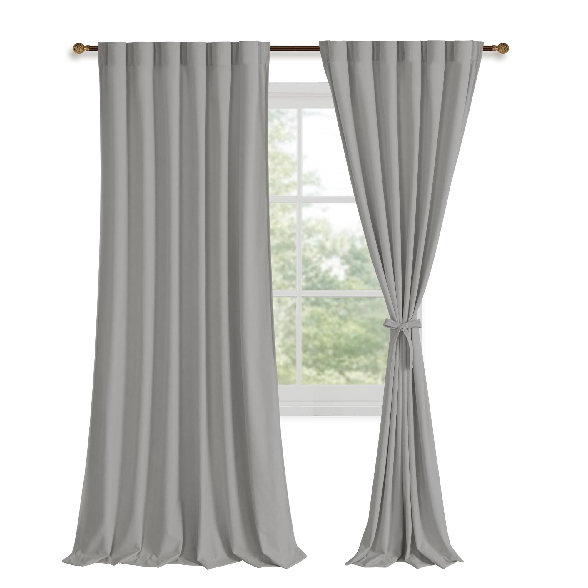 DWCN Velvet Curtains with two panels, rod pocket and back tab design, showing rich velvet fabric and elegant hanging style.