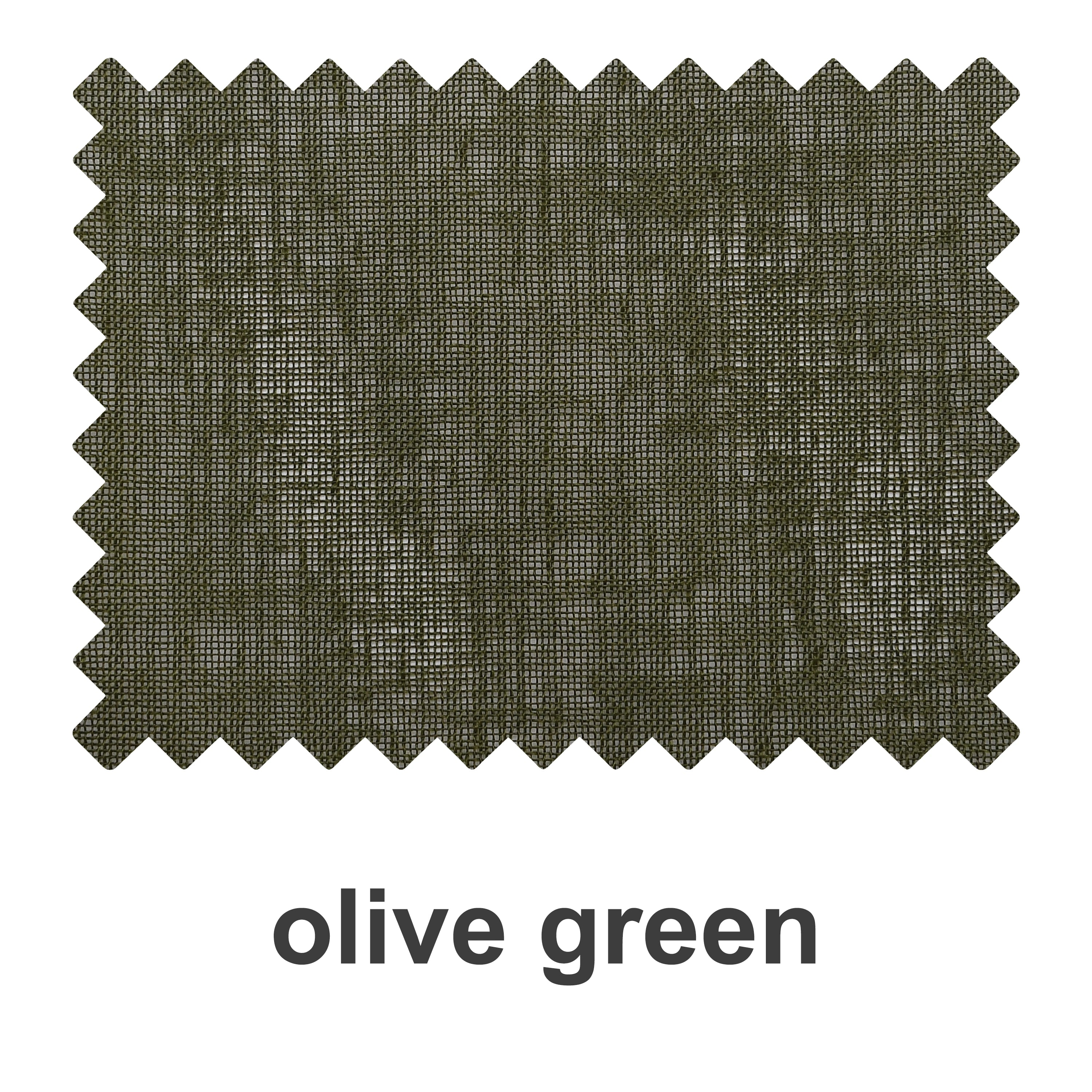 Olive green linen texture sheer fabric swatch booklet from DWCN Official showing fabric samples and texture details.