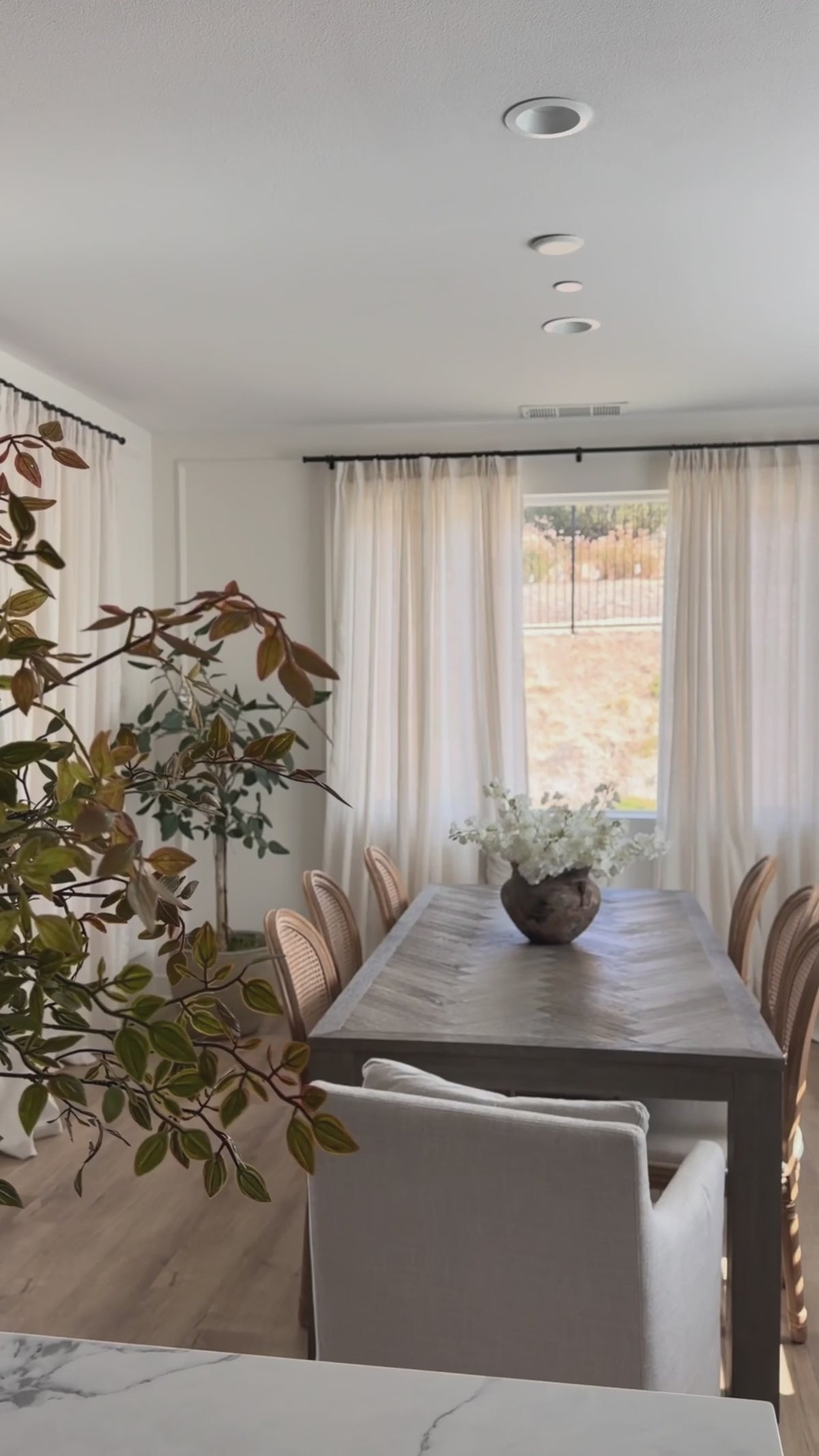 Load video: DWCN Daphne 100% Linen Wheat Grid Sheer Curtain