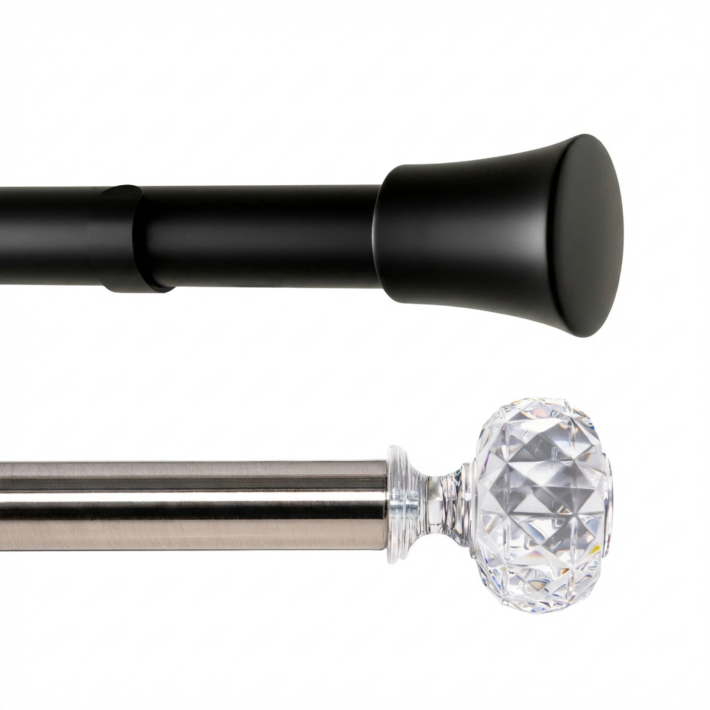 DWCN Heavy Duty Adjustable Curtain Rod showcasing a sturdy metal rod with mounting brackets for versatile window curtain installation